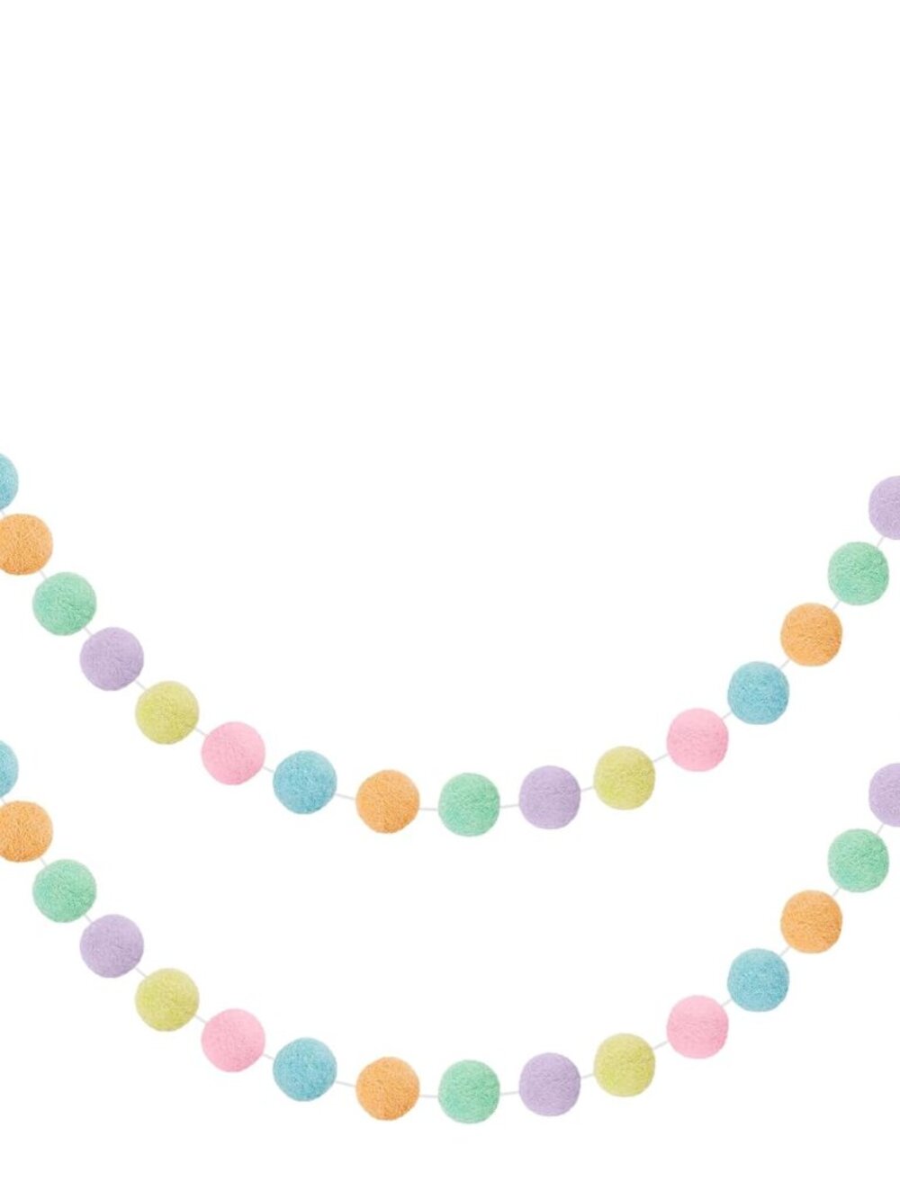 2 Pieces Felt Pom Ball Garland,Pastel Colors